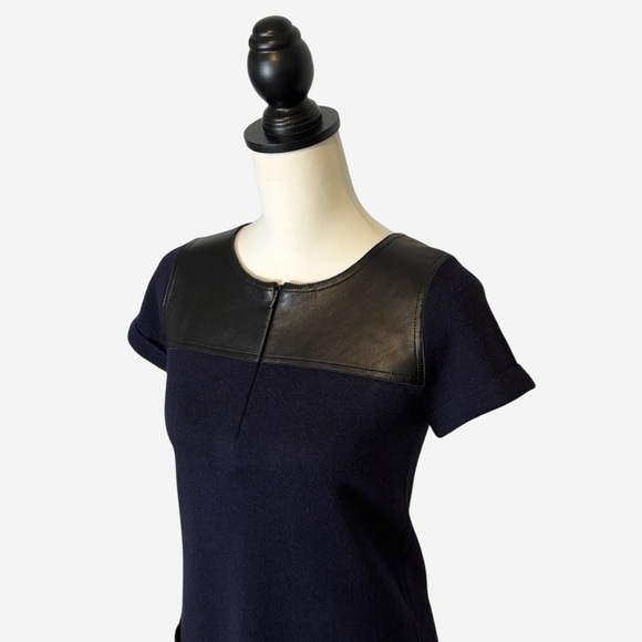 Massimo Dutti Wool Blend Mini Dress With Leather Details - Picture 3 of 15